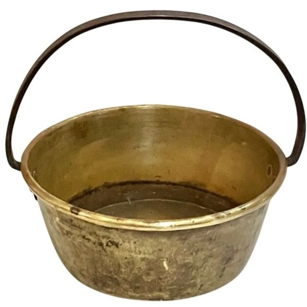 Antique 1800s Brass Bucket Primitive Pot Kettle Hudson Bay Fur Trade Native Era